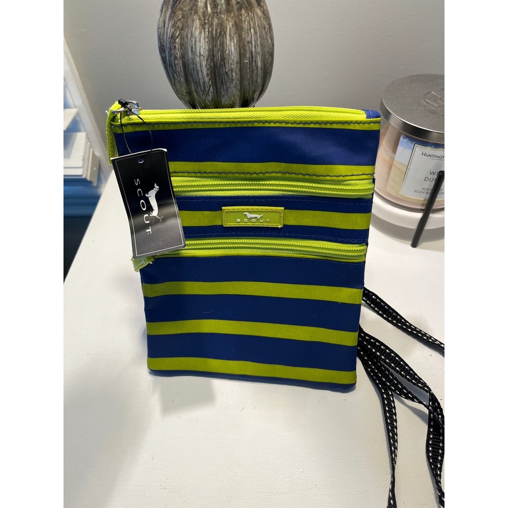 SCOUT Sally Go‎ Lightly Crossbody Bag Navy Blue Lime Green Striped NWT